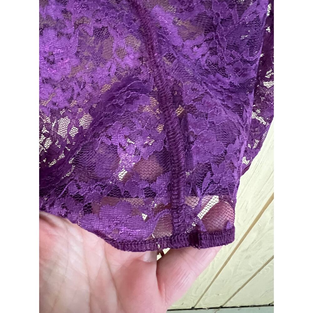 Sexy Sheer Torrid 1X CROP TOP Purple Haze Stretch Lace Festival Festi Blouse NEW - Picture 7 of 13